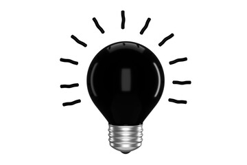 3d illustration black neon light bulb technology concept innovation modern and business industry isolated on white background - clipping path