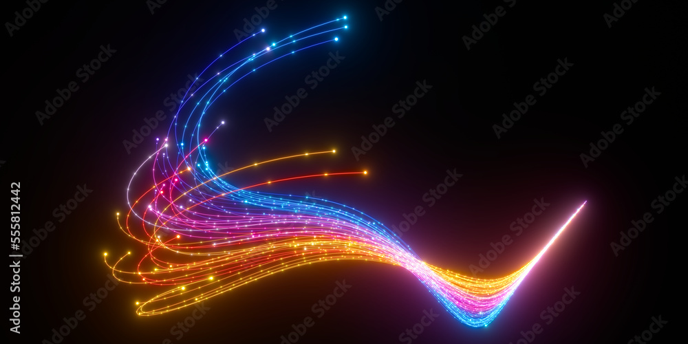 Poster beautiful abstract lines on a black background. modern technological background. futuristic design. 