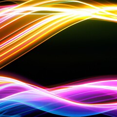Abstract colorful swoosh background with soft smooth elegant waves on black background. Generative AI illustration