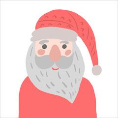 Vector Santa isolated on white. Doodle illustration