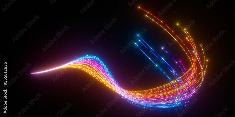 Poster beautiful abstract lines on a black background. modern technological background. futuristic design. 