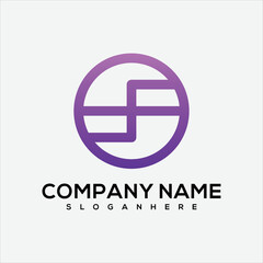gradient company name round logo design color