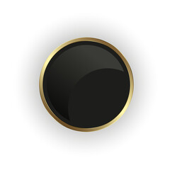 A golden button on dark background, gold banner, use for premium circle element, gold infographic vector design, and modern luxury circle golden banner for menu.