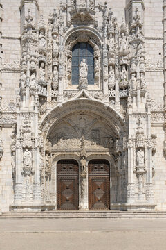 Door at Jeronimos Monastery, UNESCO World Heritage Site, Belem, Lisbon, Portugal