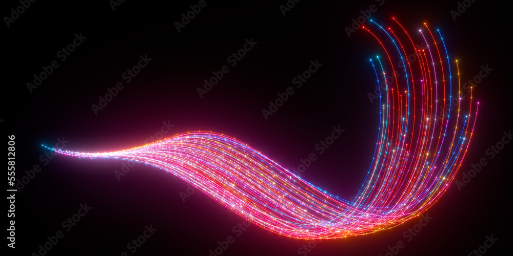 Poster beautiful abstract lines on a black background. modern technological background. futuristic design. 