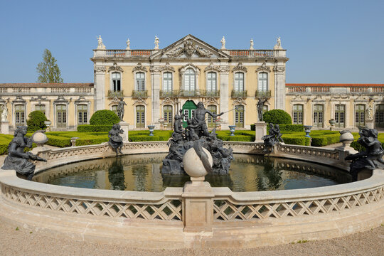 Statue of Neptune in Fountain at Palacio Nacional de Queluz, Queluz, Sintra, Lisbon, Portugal