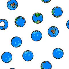 earth world planet globe map vector seamless pattern thin line illustration