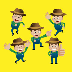 Professional people set: farmer,gardener, carpenter, woodworker
