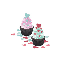 チョコレートのカップケーキ　ハート　バレンタイン
