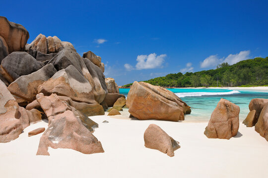 Boulders on Anse Cocos Beach, La Digue, Seychelles