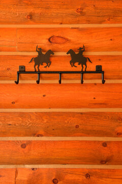 Coat Hooks with Cowboy Motif, Wyoming, USA