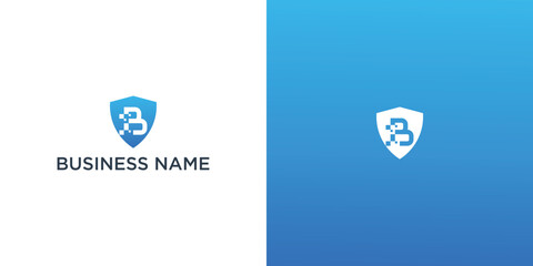 Letter B for Technology Scurity Logo Icon Template