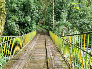 Obraz premium Panama, high lands, old wooden and iron bridge