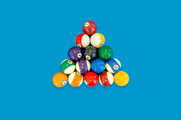 Top view of Perspective view of pool ball on pool table, focus selective