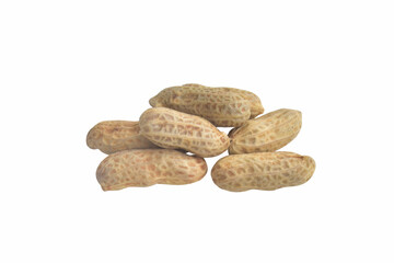 brown peanuts on a white background
