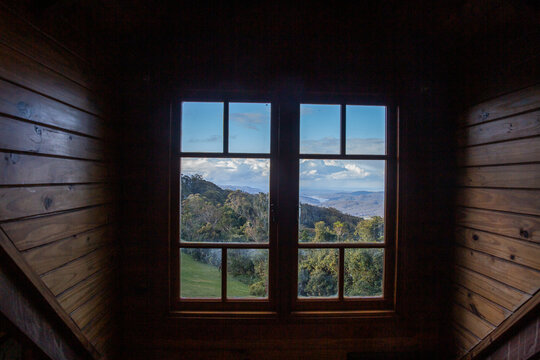 Fototapeta view through the window at Binna Burra