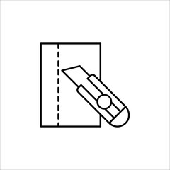 Cutter knife, stationery knife icon in trendy outline style design. Vector graphic illustration. Cutter icon for website design.