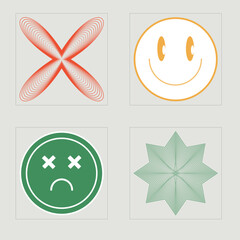 Collection of Y2K elements. Retro futuristic graphic ornaments. Elements for graphic decoration. Futuristic. Vector illustration