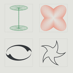 Vector set of Y2K. Rave psychedelic retro futuristic set. Elements for graphic decoration. Isolated on black background. Vector illustration