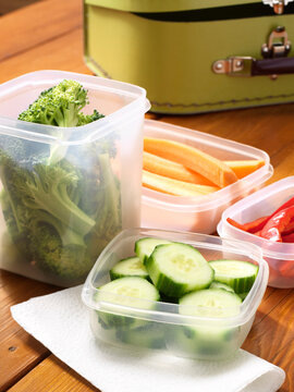 Cut Vegetables in Plastic Containers