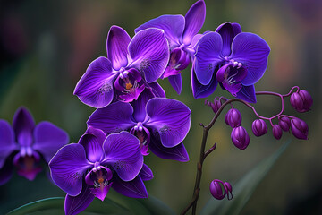 Fototapeta na wymiar Purple orchids. Generative AI