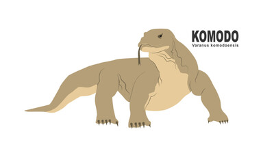 Fototapeta na wymiar Komodo dragon drawing, vector eps 10, vector clipart