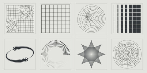 Fototapeta premium Collection of Y2K elements. Retro futuristic graphic ornaments. For modern T-shirts designed. Retro Futurist. Vector illustration