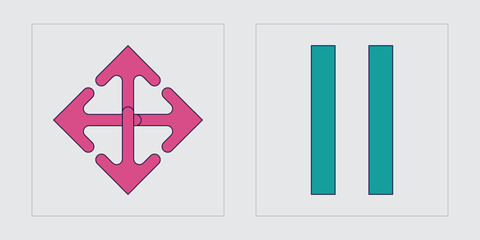 Vector set of Y2K. Trendy geometric postmodern figures. Elements for graphic decoration. Isolated on black background. Vector illustration