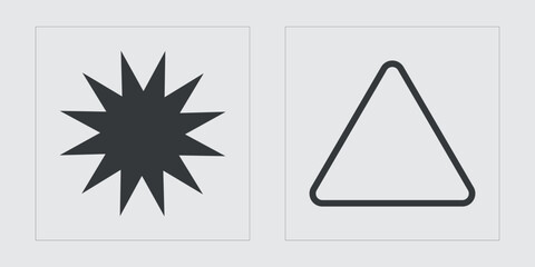 Brutalism shapes. Retro futuristic graphic ornaments. Objects in y2k style. Isolated on black background. Vector illustration