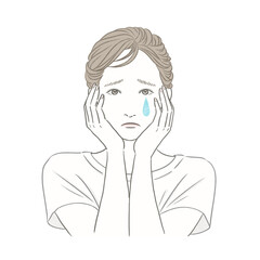 悲しい顔の女性 表情イメージイラスト 美容 健康 メンタルヘルス