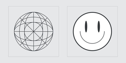 Collection of Y2K elements. Trendy geometric postmodern figures. For modern T-shirts designed. Retro Futurist. Vector illustration