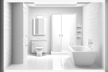 Fototapeta na wymiar On a white backdrop, a lonely modern bathroom. bathroom design component. a based image. Generative AI