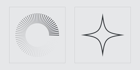 Vector Graphic Assets Set. Brutalism star and flower shapes. Elements for graphic decoration. Stars, starburst . Vector illustration