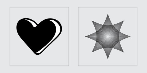 Set of Y2K style vectors of objects. Rave psychedelic retro futuristic set. For modern T-shirts designed. Anti-design. Vector illustration