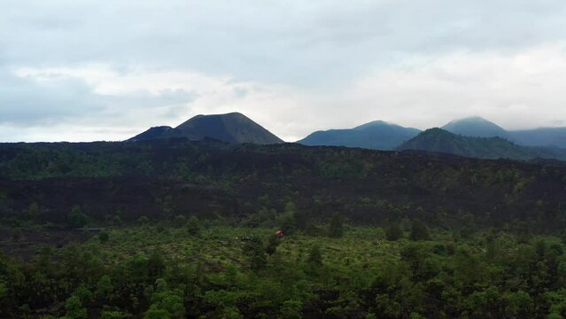DRONE: PARICUTIN VOLCANO IN MICHOACAN MEXICO, COULDY
