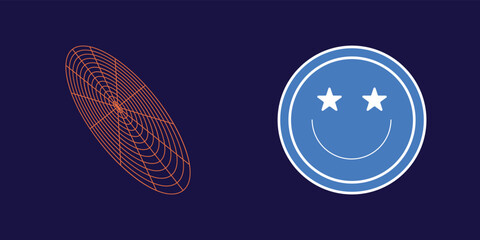 Brutalism shapes. Big collection of abstract graphic geometric symbols. For modern T-shirts designed. Retro Futurist. Vector illustration