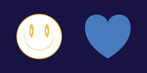 Set of Y2K style vectors of objects. Rave psychedelic retro futuristic set. Flat minimalist icons. Isolated on black background. Vector illustration