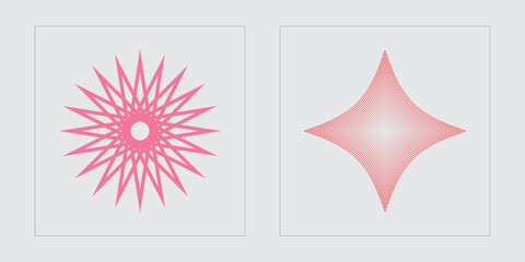 Vector set of Y2K. Brutalism star and flower shapes. Elements for graphic decoration. Stars, starburst . Vector illustration