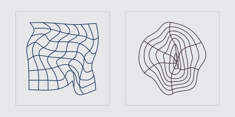 Retro futuristic elements for design. Retro futuristic graphic ornaments. Elements for graphic decoration. Isolated on black background. Vector illustration