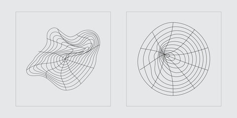 Retro futuristic elements for design. Brutalism star and flower shapes. Elements for graphic decoration. Isolated on black background. Vector illustration