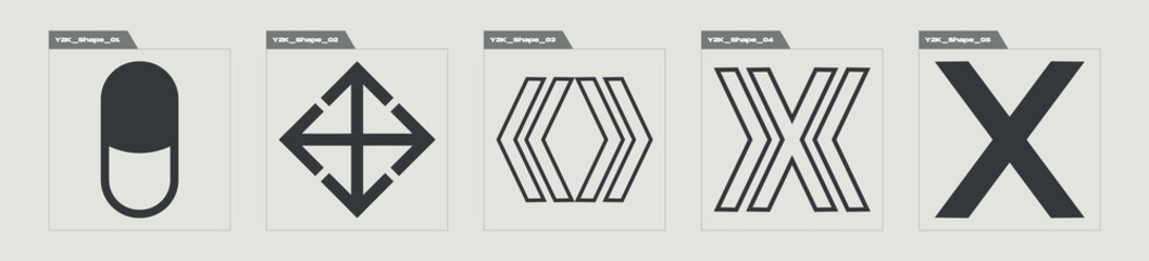 Vector Graphic Assets Set. Brutalism star and flower shapes. For modern T-shirts designed. Projects, posters, banners. Vector illustration