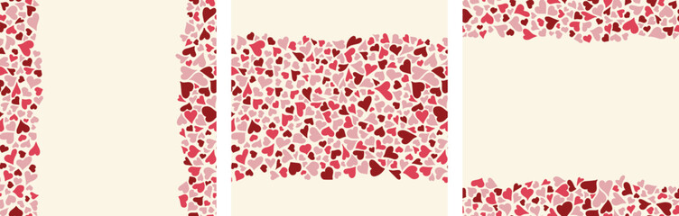 Set of vector seamless borders with hearts. Great for textile, packaging, scrapbook, greeting cards