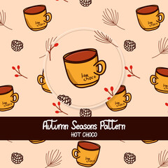 A pattern of Autumn stuff warm drink. vector illustration