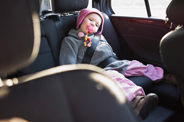 Portrait of Little Girl in Back Seat of Car