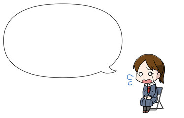 受け答えに戸惑う女子学生・フキダシつき