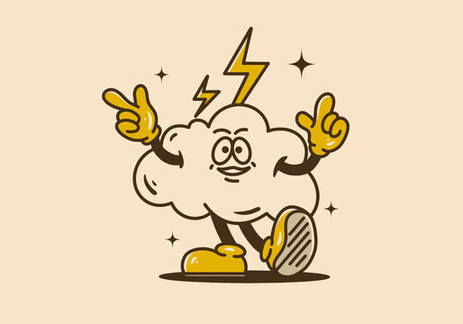 Mascot illustration design of a cloud and thunder