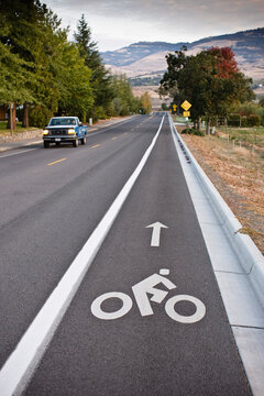 Cycling Lane on Road, Ashland, Oregon, USA