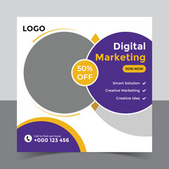 Digital marketing social media post and Instagram post template banner design, Creative Idea Digital Marketing Agency Template