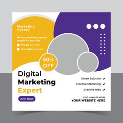 Digital marketing social media post and Instagram post template banner design, Creative Idea Digital Marketing Agency Template