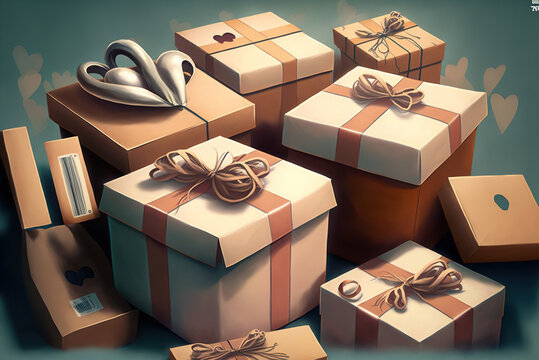 Lots Of Gift Boxes Altogether Generative AI